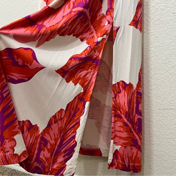 Banana Republic Milly Collection Chili Red Banana Leaf Silk Jersey Maxi Dress S - Picture 9 of 13
